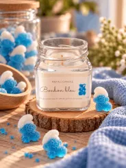 Bougie artisanale au bonbon bleu