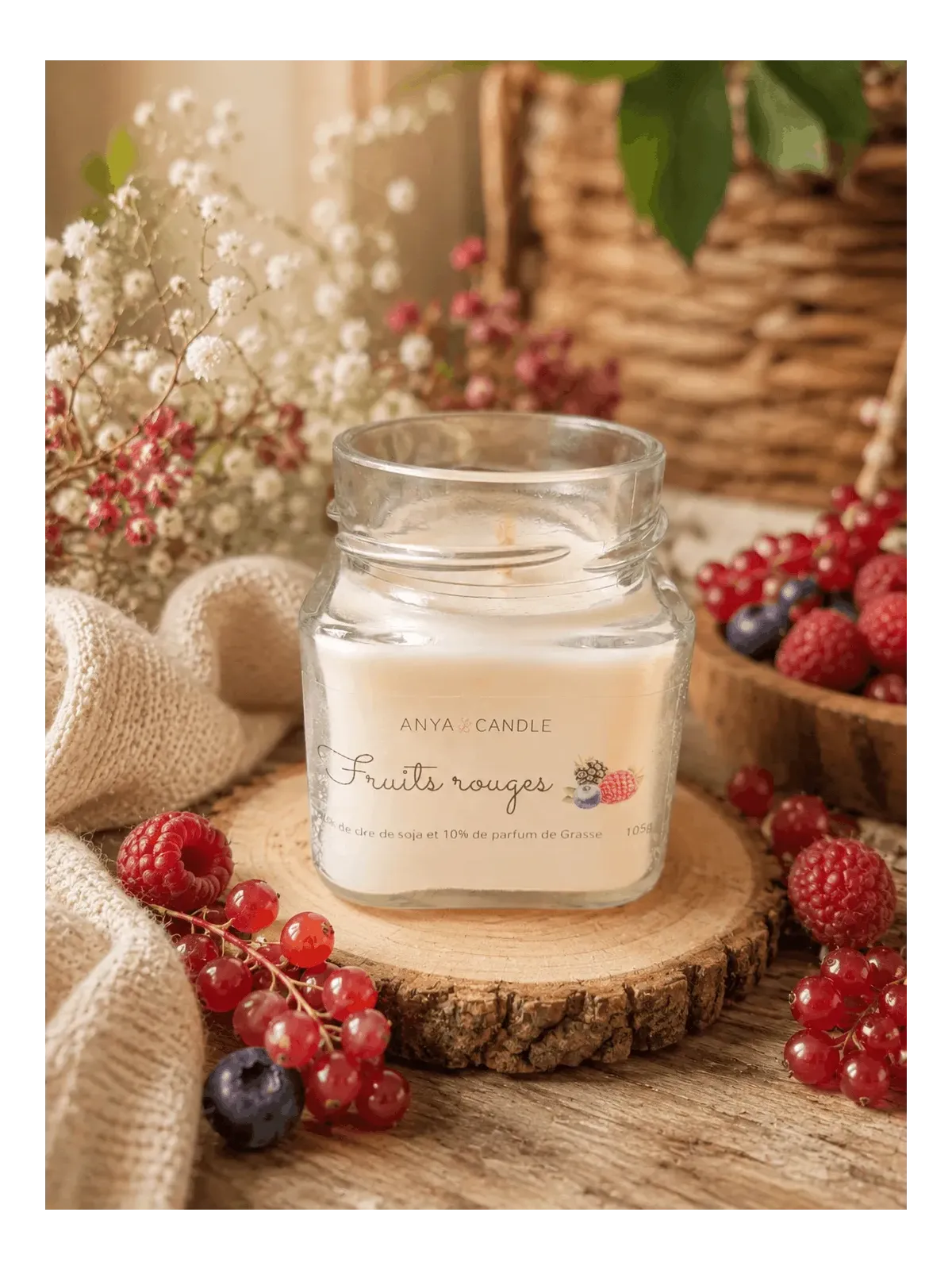 Bougie artisanale aux fruits rouges