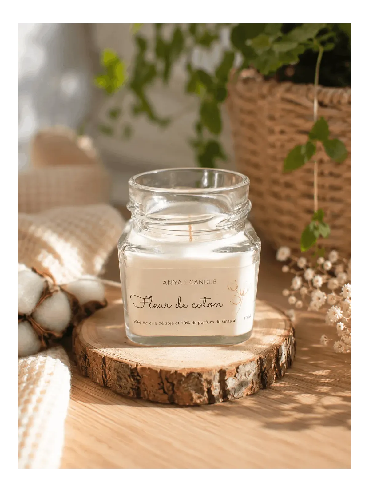 Bougie artisanale à la fleur de coton