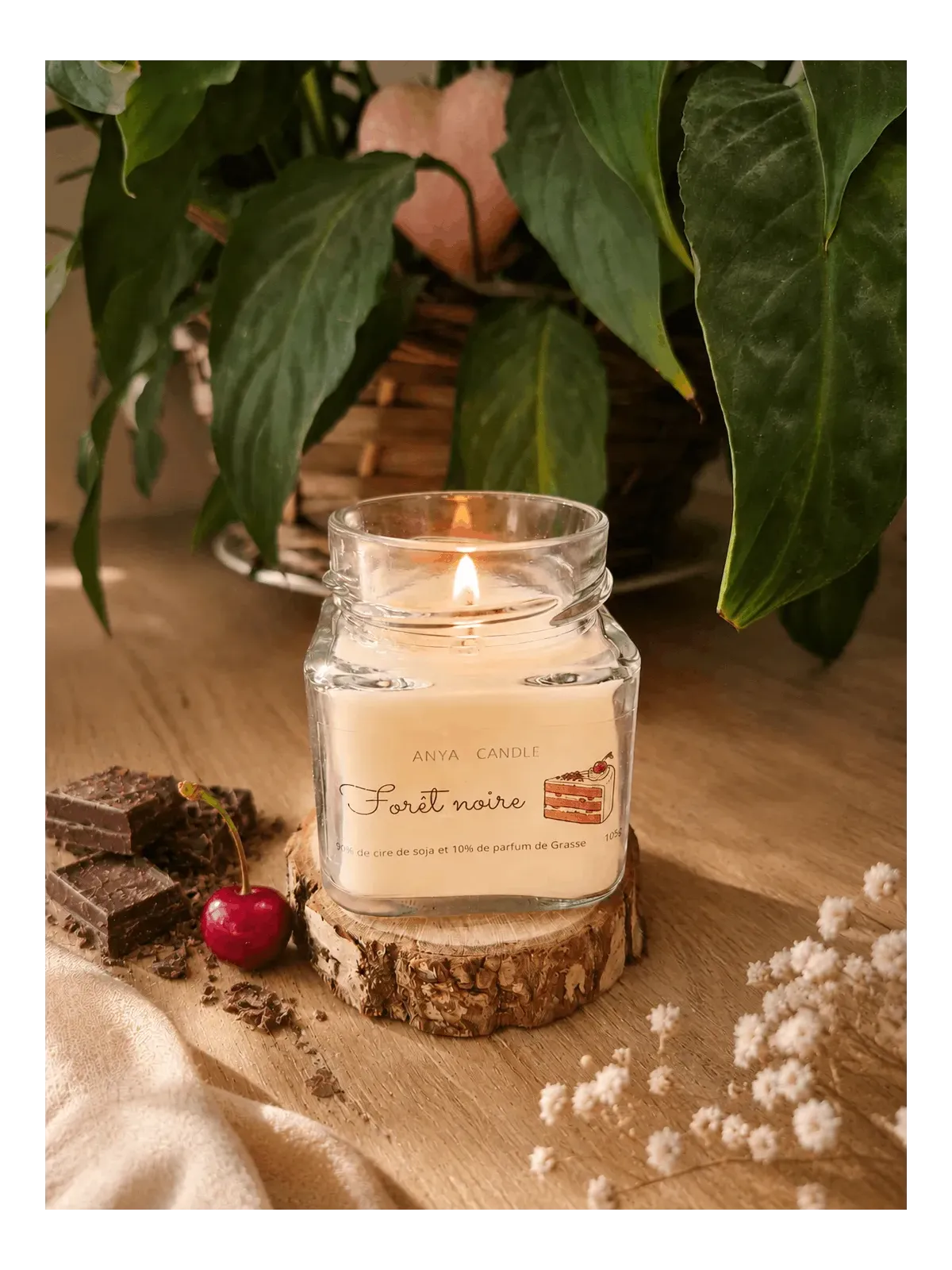 Bougie artisanale gâteau foret noire