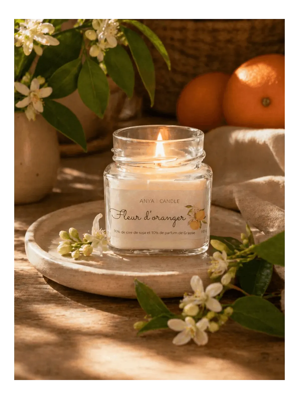 Bougie artisanale à la fleur d'oranger