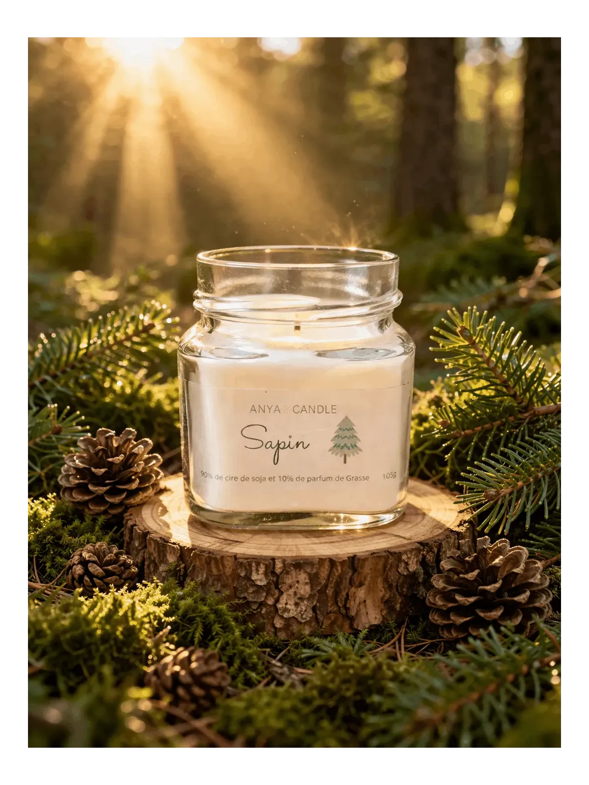 Bougie artisanale au sapin
