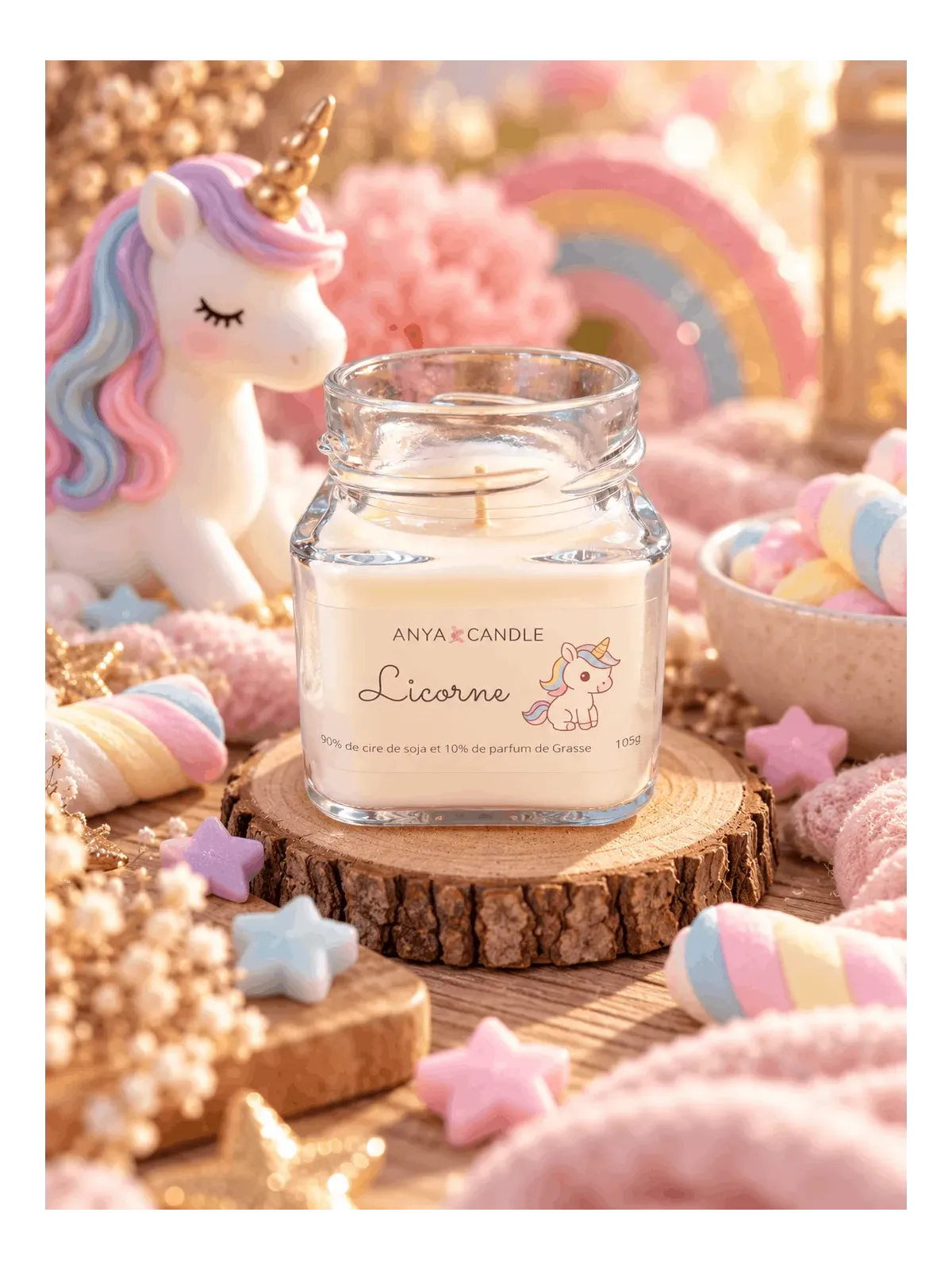 Bougie artisanale licorne