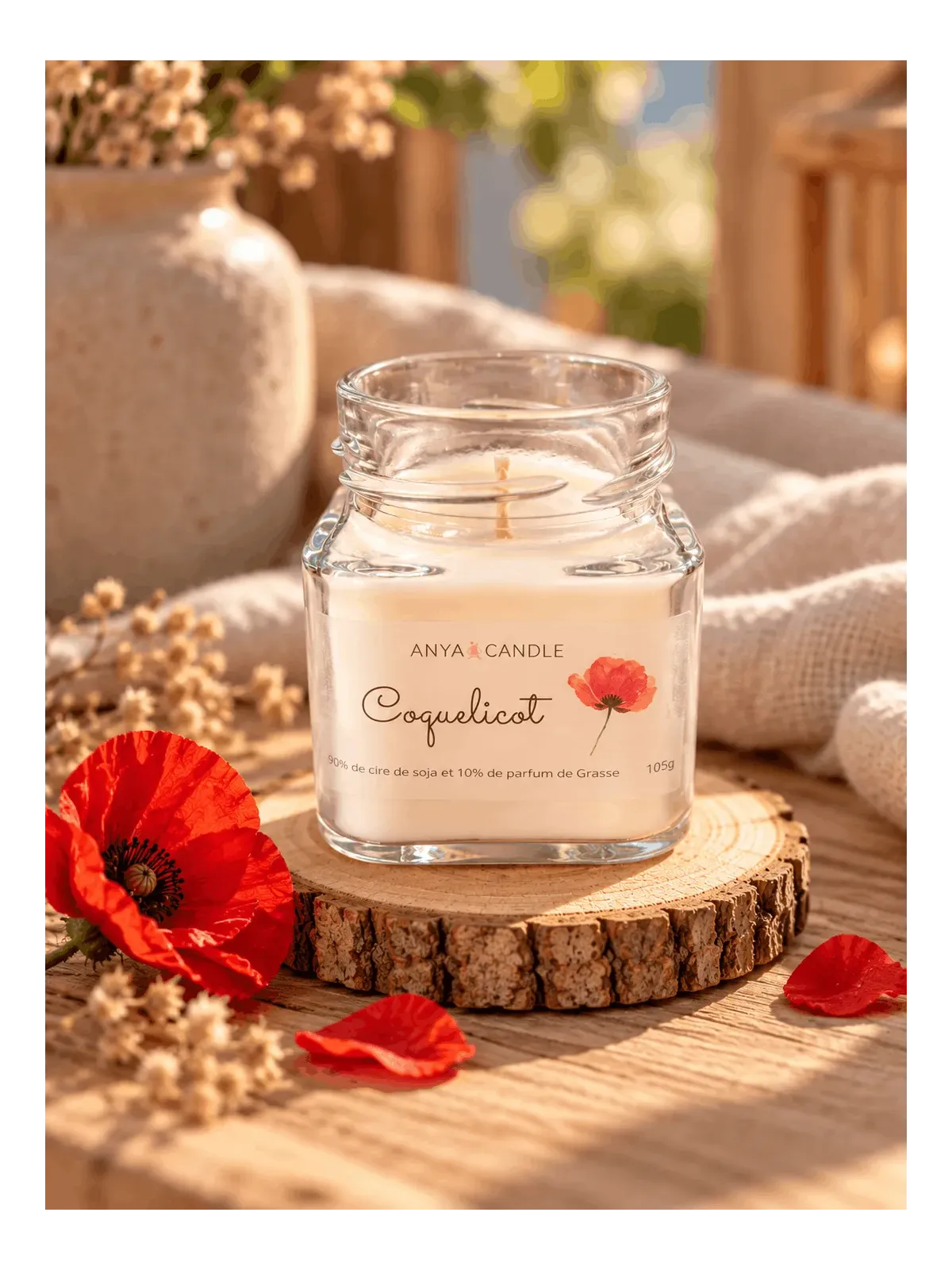 Bougie artisanale coquelicot