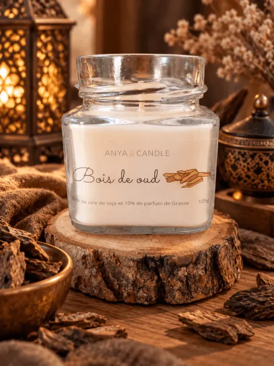 Bougie artisanale au bois de oud