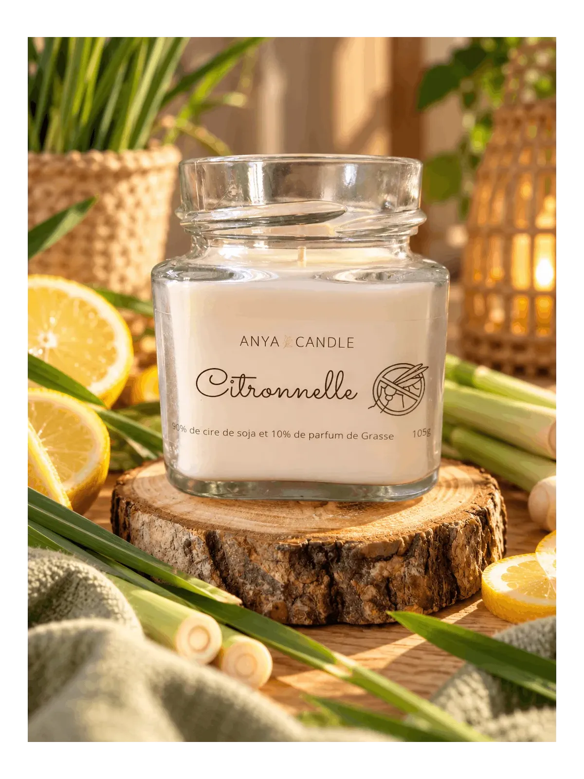 Bougie artisanale à la citronnelle et au géranium