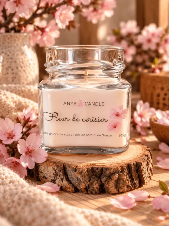 Bougie artisanale à la fleur de cerisier