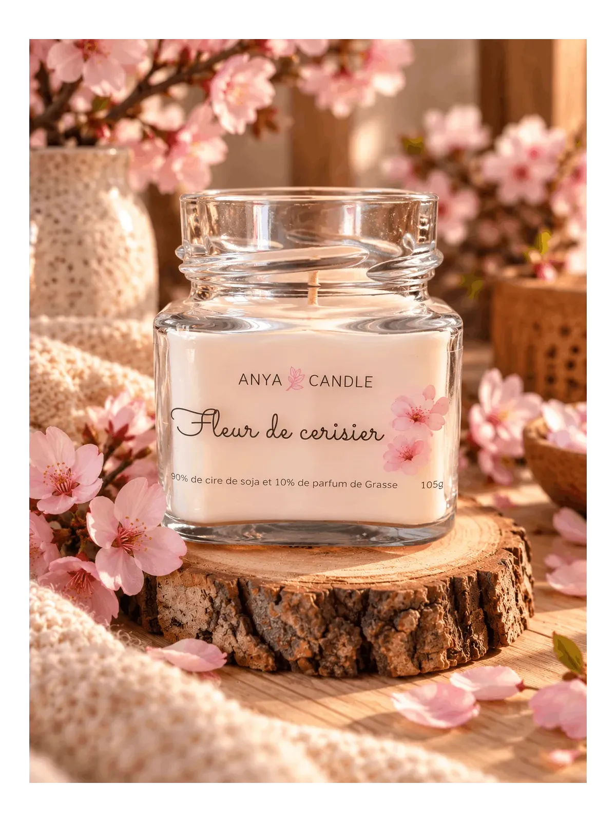 Bougie artisanale à la fleur de cerisier