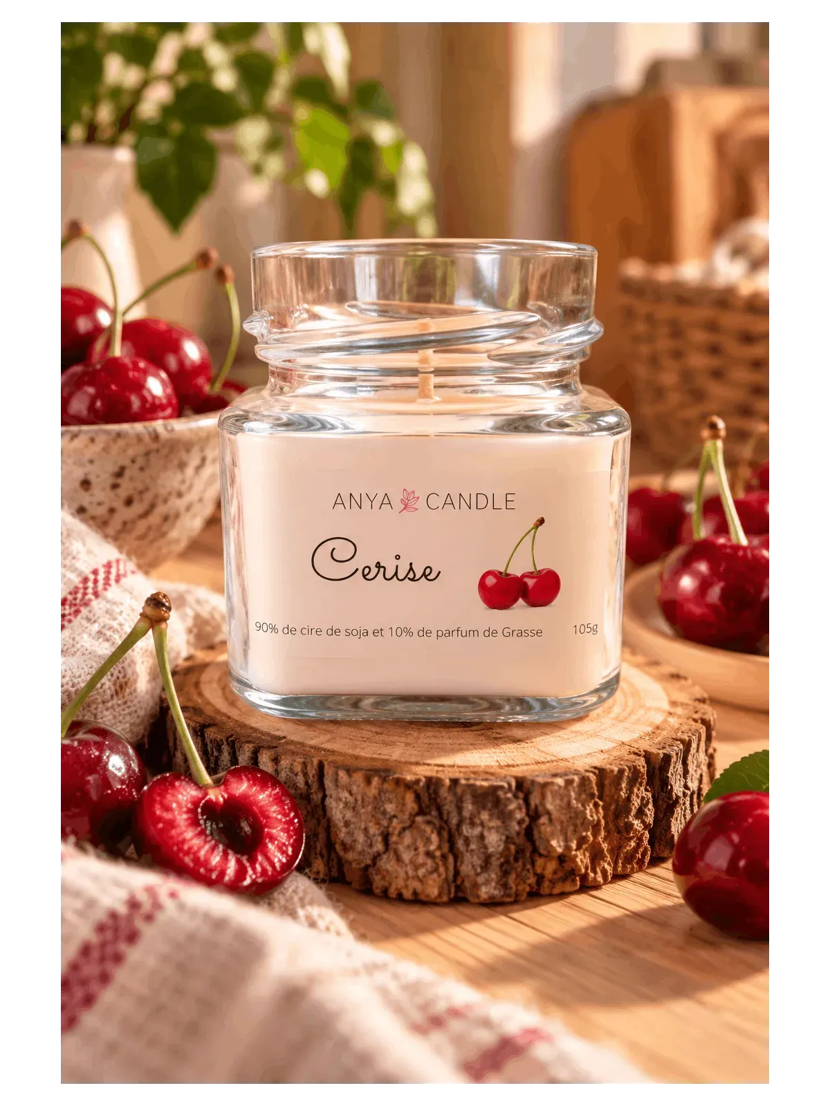 Bougie artisanale à la cerise
