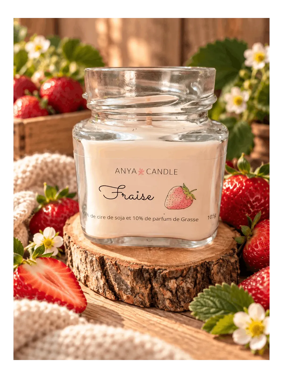 Bougie artisanale à la fraise
