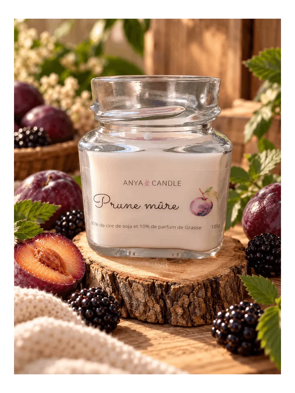 Bougie artisanale à la prune mûre