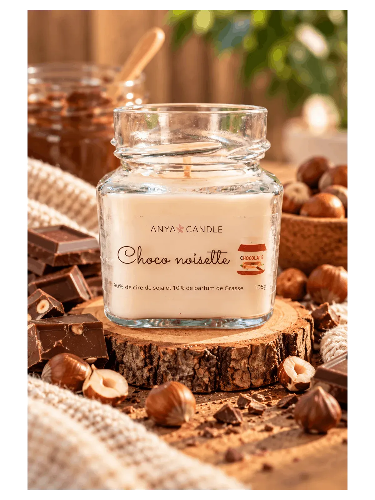 Bougie artisanale à la choco noisette