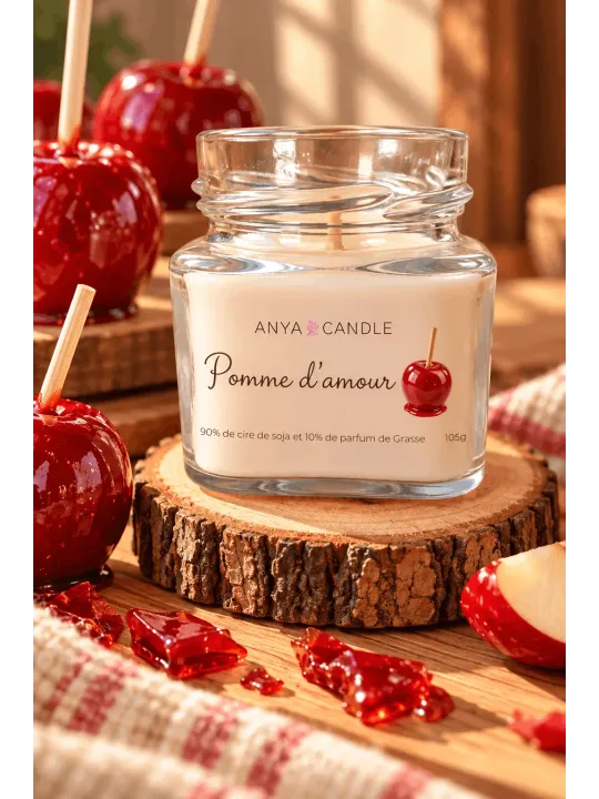 Bougie artisanale à la pomme d'amour