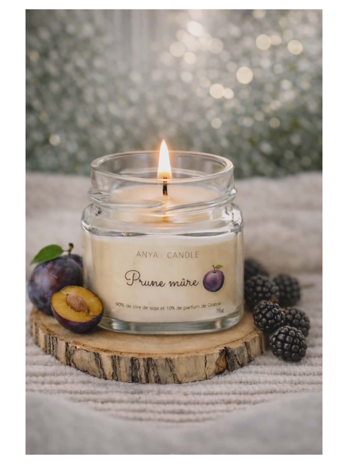 Bougie artisanale à la prune mûre
