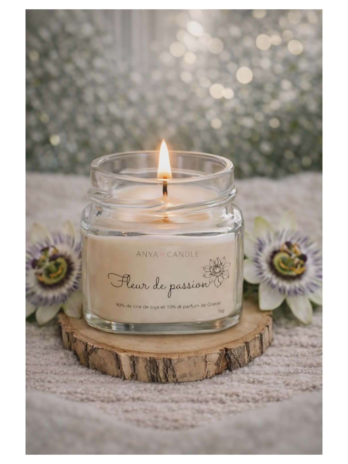 Bougie artisanale à la fleur de passion