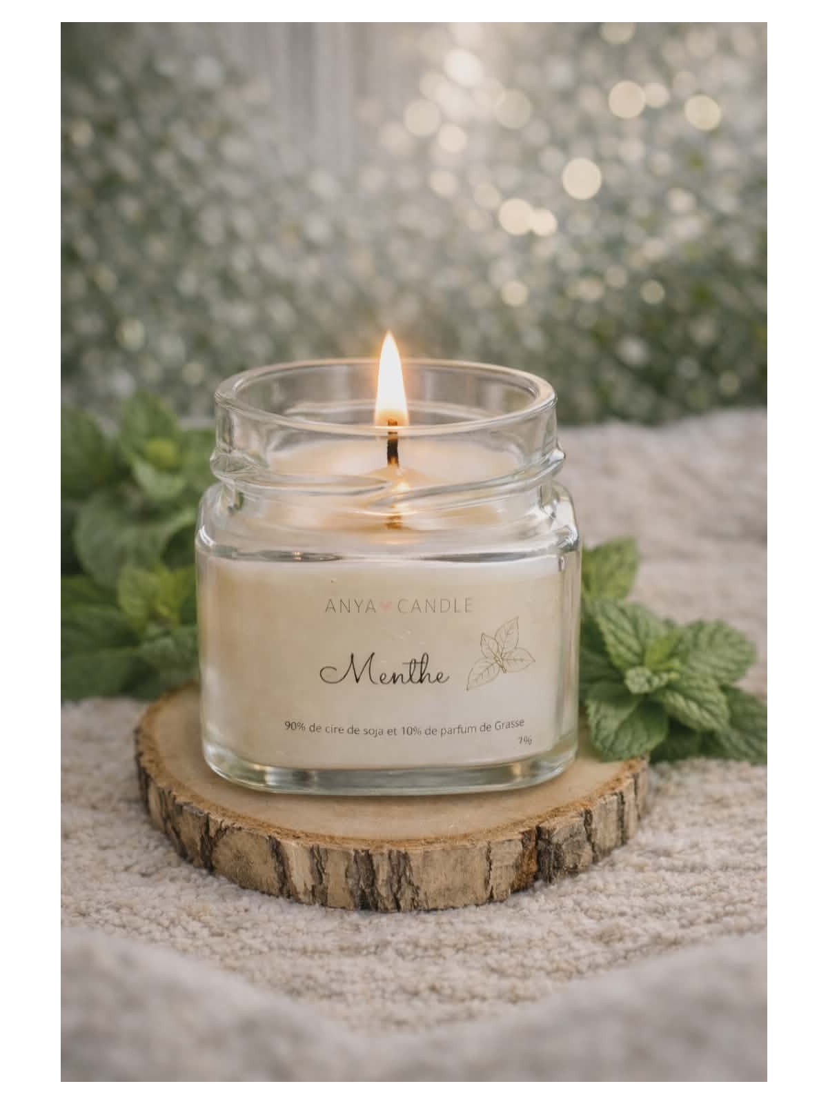 Bougie artisanale à la menthe