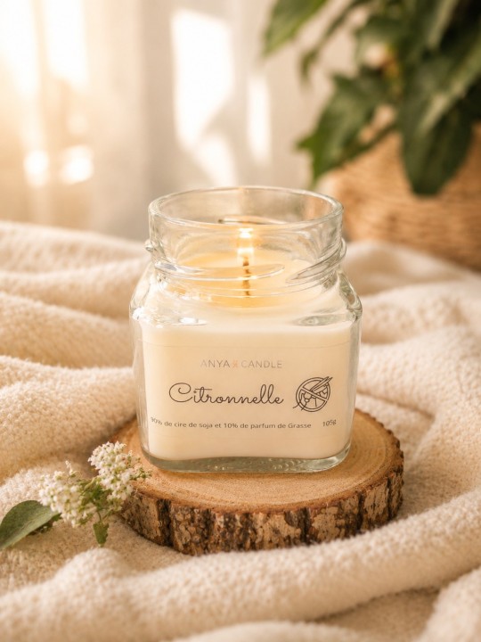 Bougie artisanale à la citronnelle et au géranium