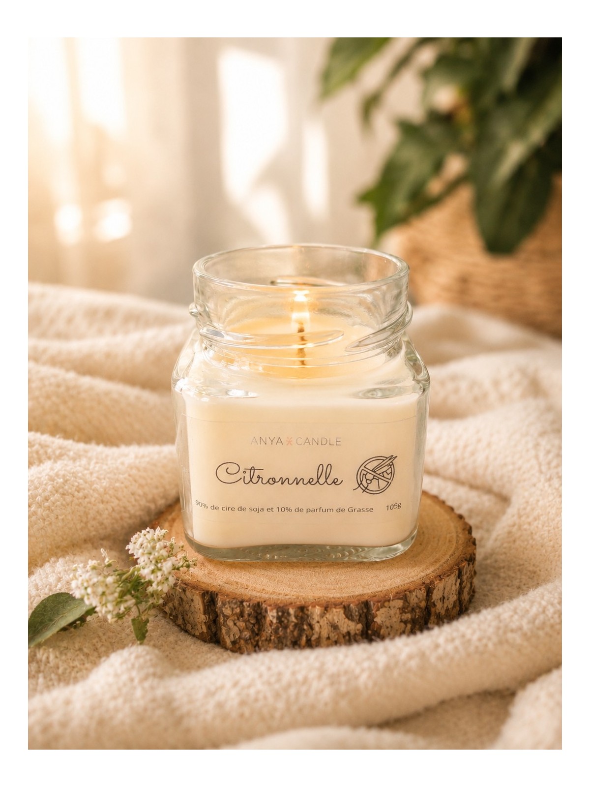 Bougie artisanale à la citronnelle et au géranium